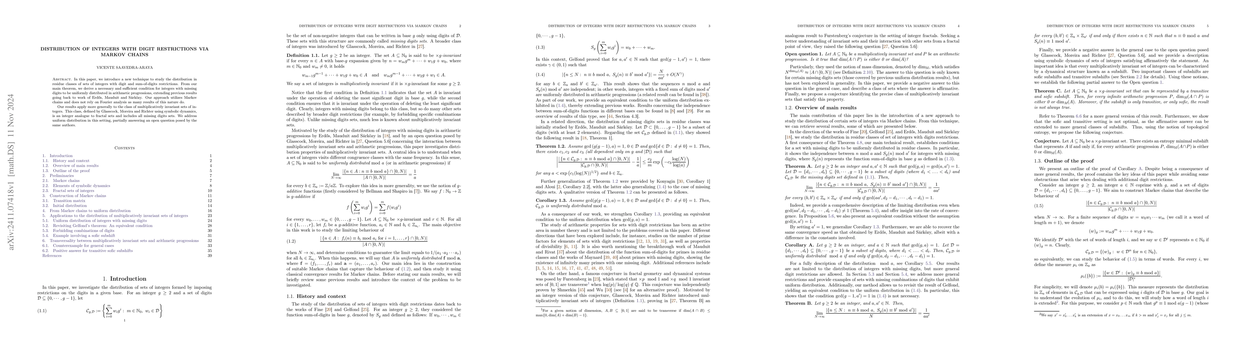 Thumbnail for Distribution of integers with digit restrictions via Markov chains