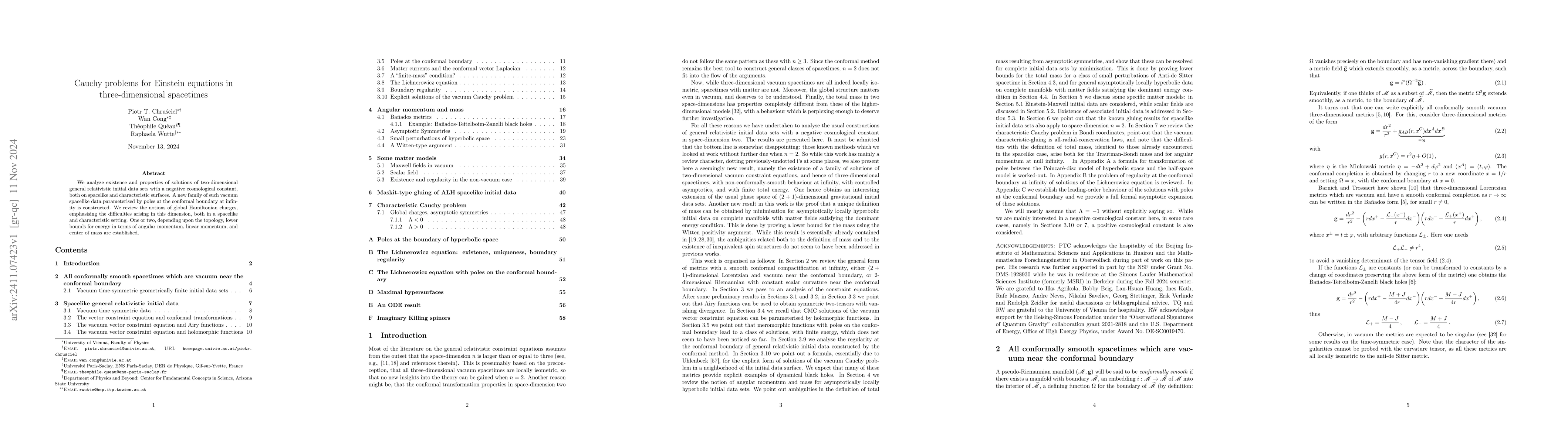 Thumbnail for Cauchy problems for Einstein equations in three-dimensional spacetimes