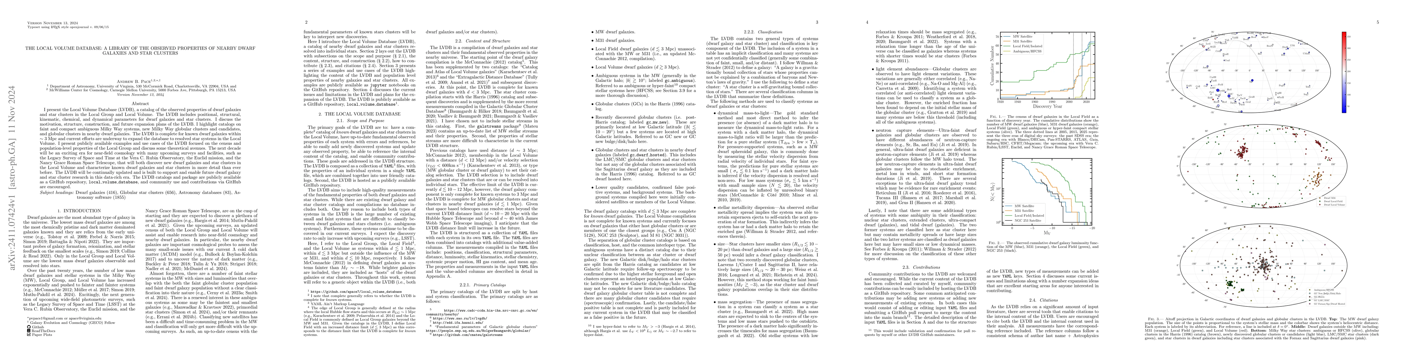 Thumbnail for The Local Volume Database: a library of the observed properties of
  nearby dwarf galaxies and star clusters