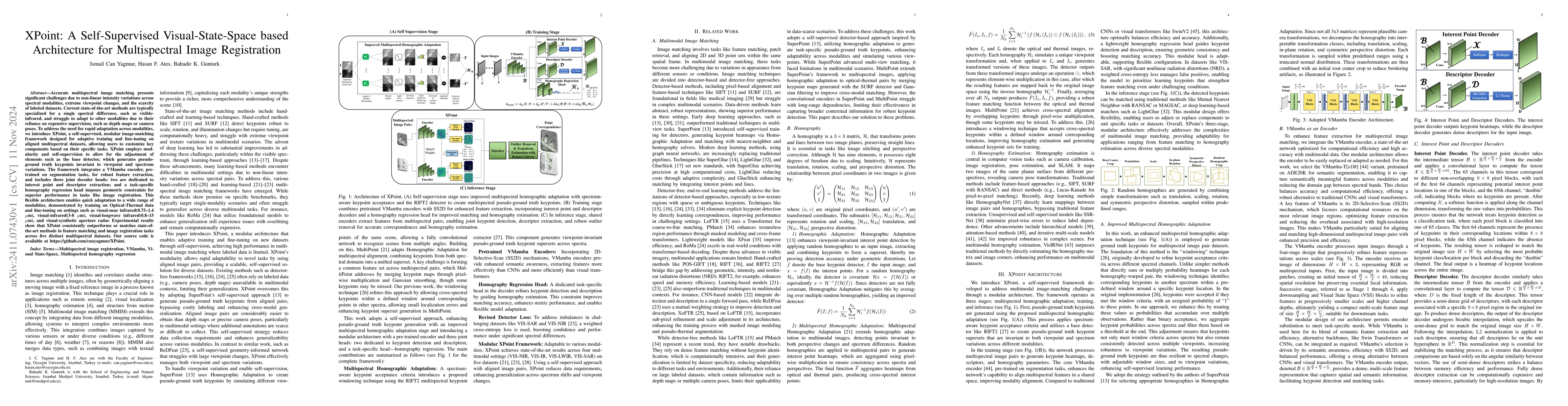 Thumbnail for XPoint: A Self-Supervised Visual-State-Space based Architecture for
  Multispectral Image Registration