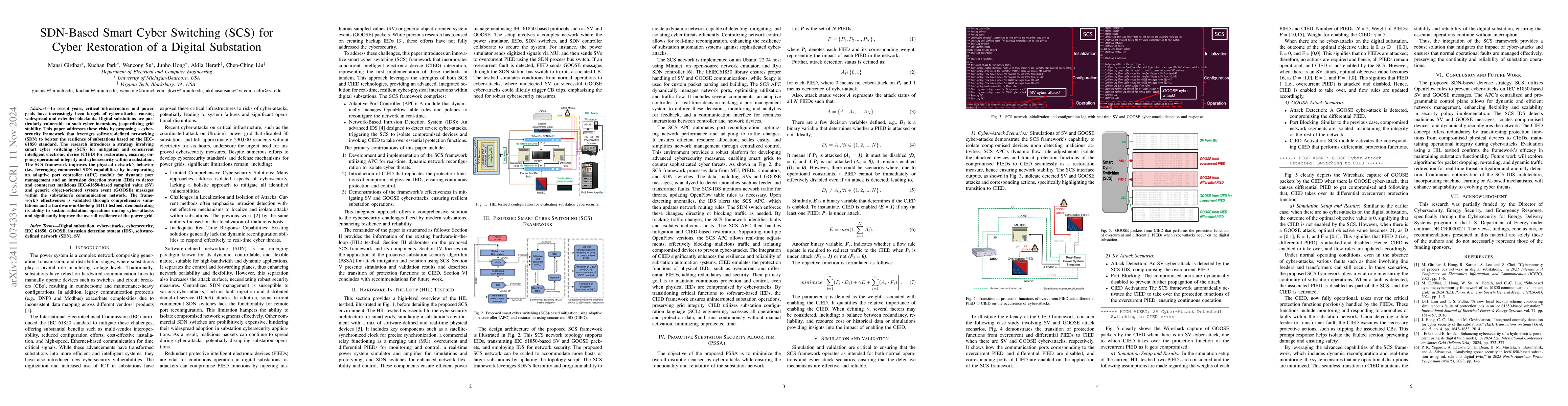 Thumbnail for SDN-Based Smart Cyber Switching (SCS) for Cyber Restoration of a Digital
  Substation
