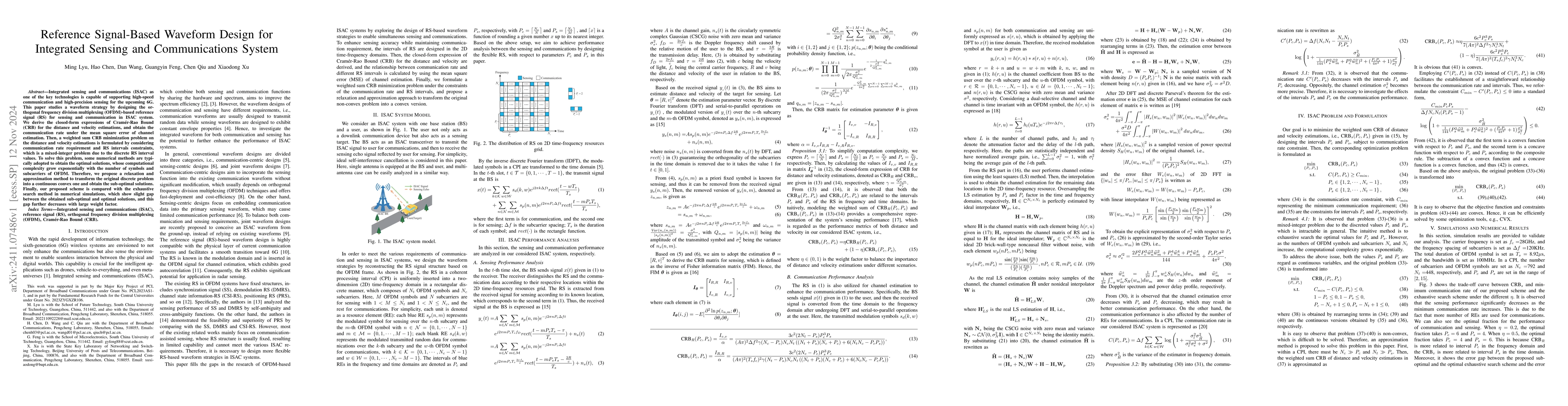 Thumbnail for Reference Signal-Based Waveform Design for Integrated Sensing and
  Communications System