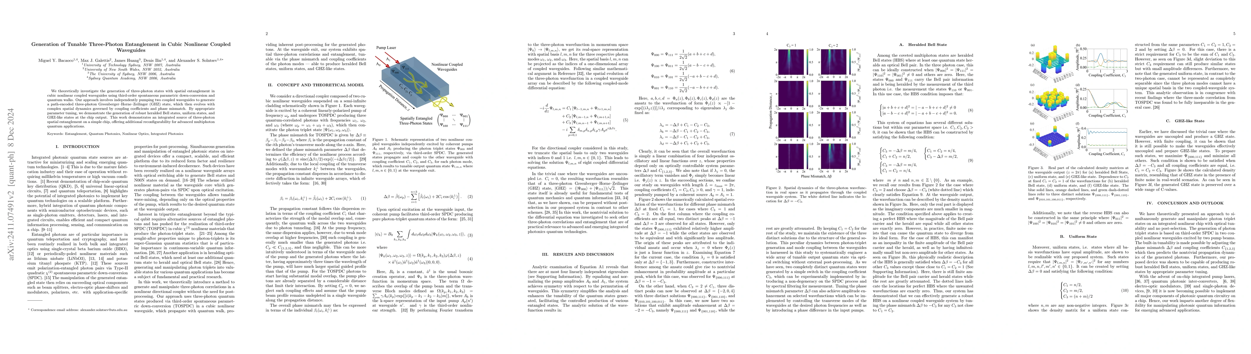 Thumbnail for Generation of Tunable Three-Photon Entanglement in Cubic Nonlinear
  Coupled Waveguides