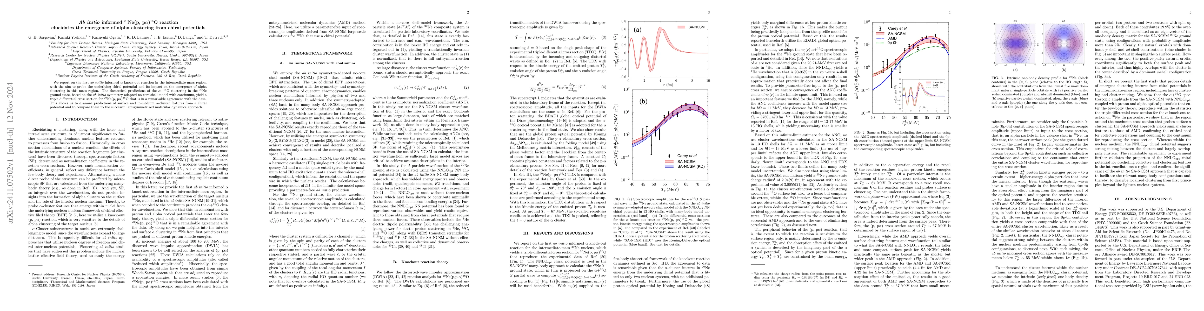 Thumbnail for Ab initio informed 20Ne(p, p$α$)16O reaction elucidates the
  emergence of alpha clustering from chiral potentials