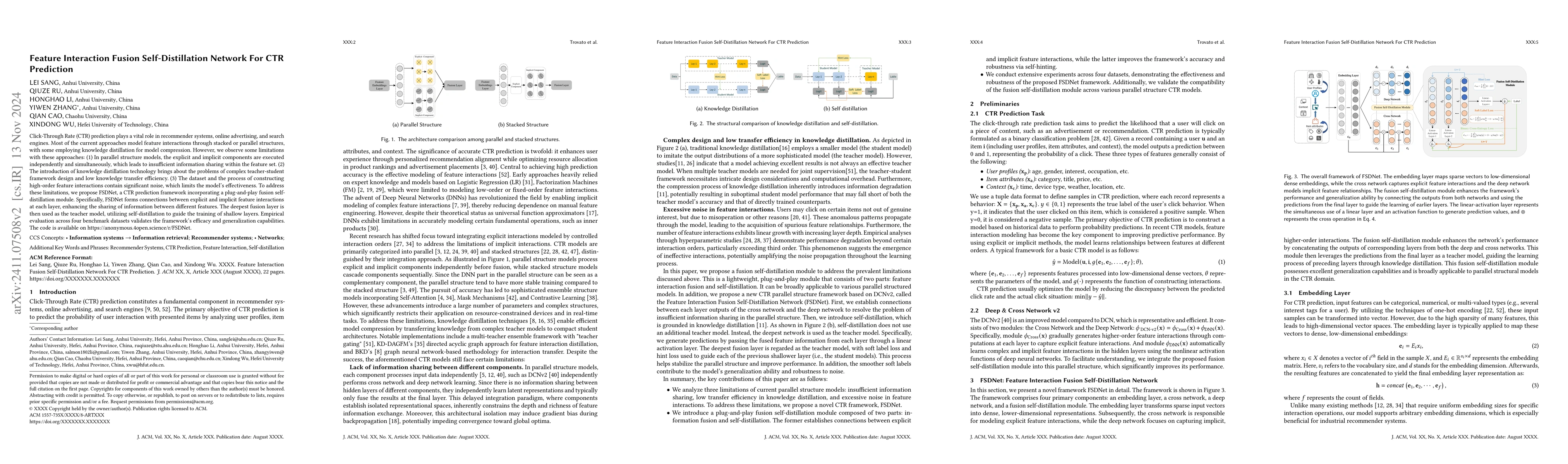 Thumbnail for Feature Interaction Fusion Self-Distillation Network For CTR Prediction