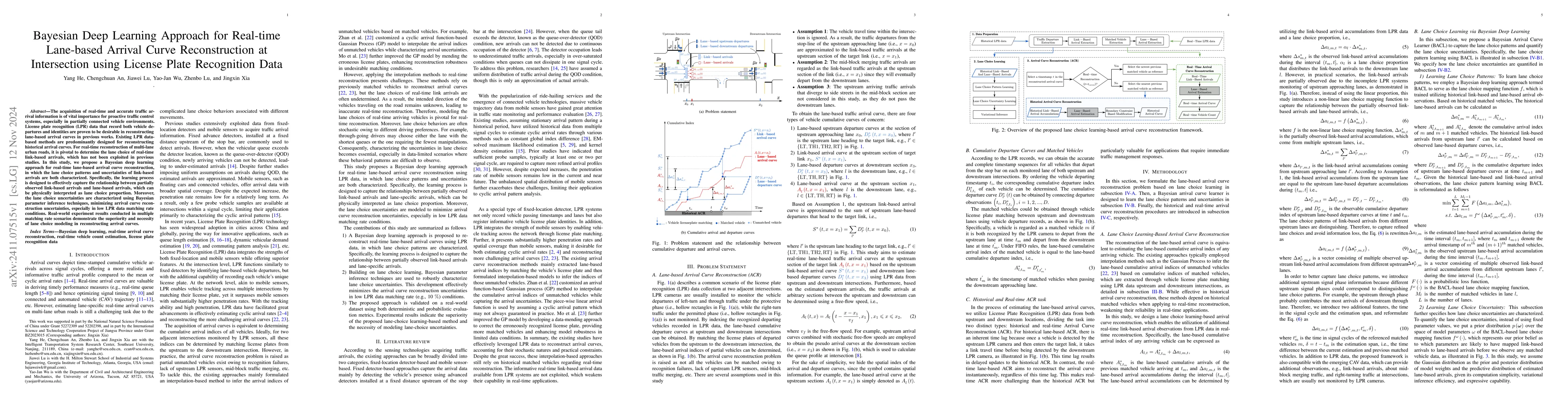 Thumbnail for Bayesian Deep Learning Approach for Real-time Lane-based Arrival Curve
  Reconstruction at Intersection using License Plate Recognition Data