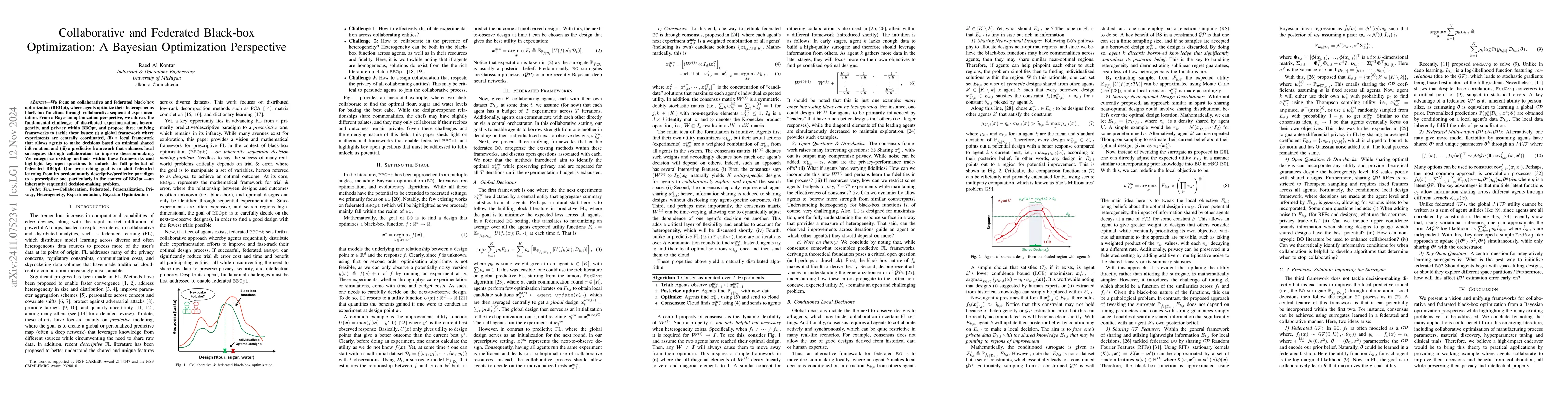 Thumbnail for Collaborative and Federated Black-box Optimization: A Bayesian
  Optimization Perspective