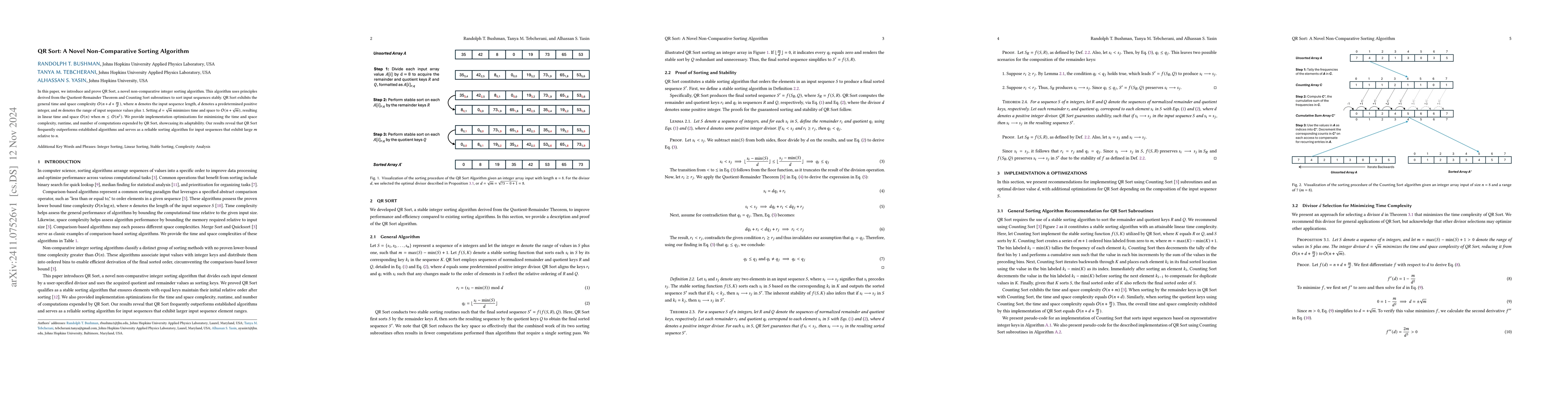 Thumbnail for QR Sort: A Novel Non-Comparative Sorting Algorithm