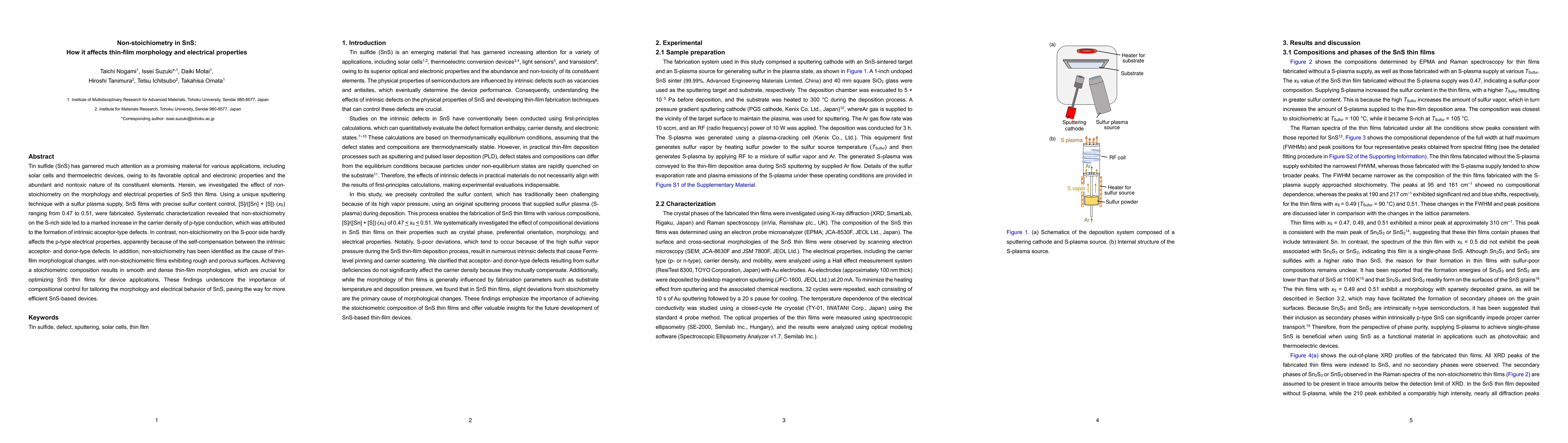 Thumbnail for Non-stoichiometry in SnS: How it affects thin-film morphology and
  electrical properties