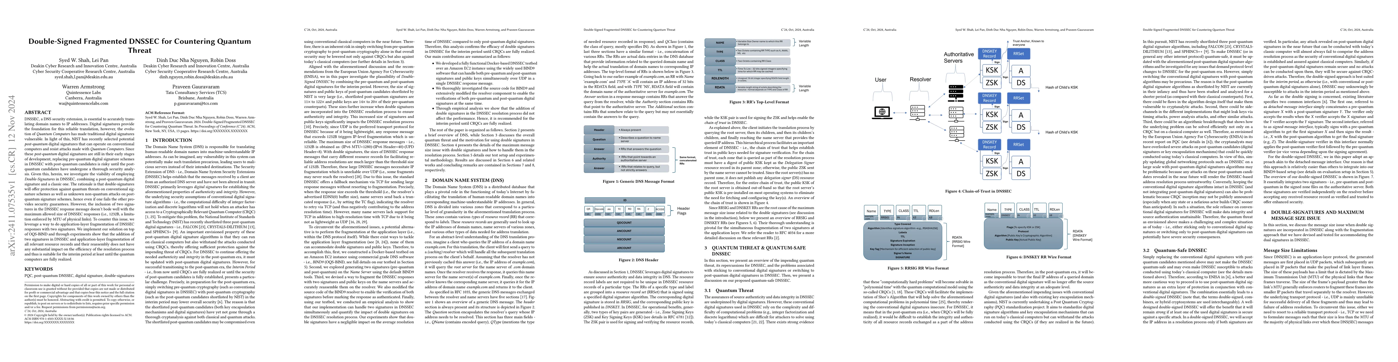 Thumbnail for Double-Signed Fragmented DNSSEC for Countering Quantum Threat