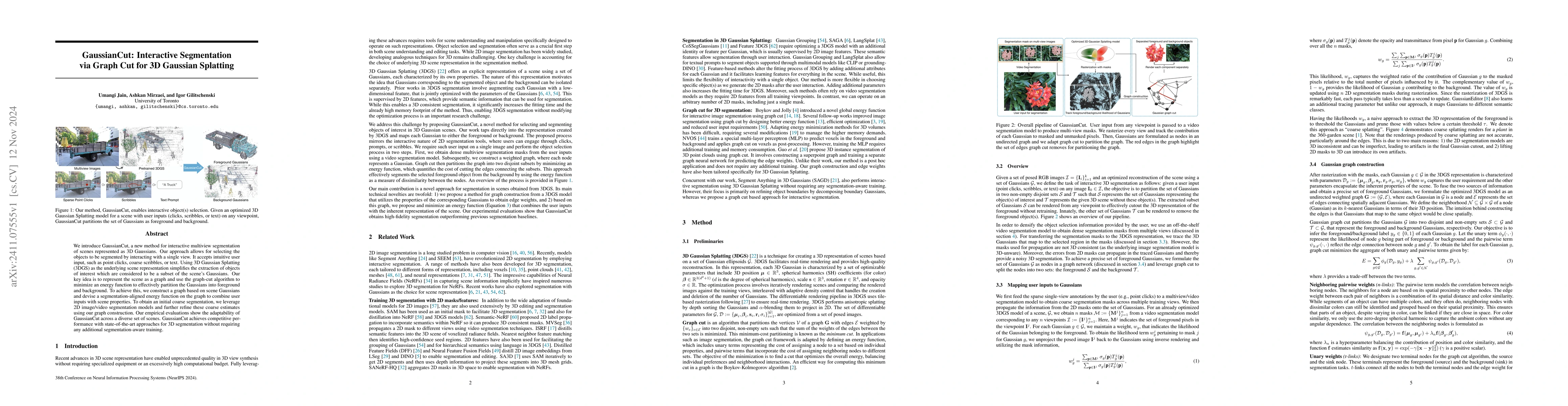 Thumbnail for GaussianCut: Interactive segmentation via graph cut for 3D Gaussian
  Splatting