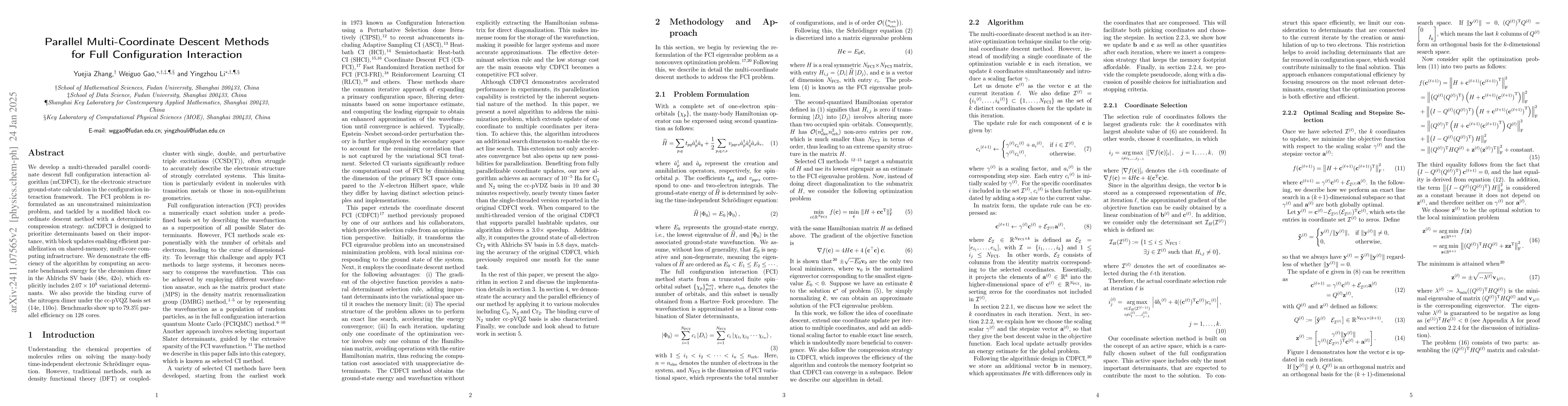 Thumbnail for Parallel Multi-Coordinate Descent Methods for Full Configuration
  Interaction