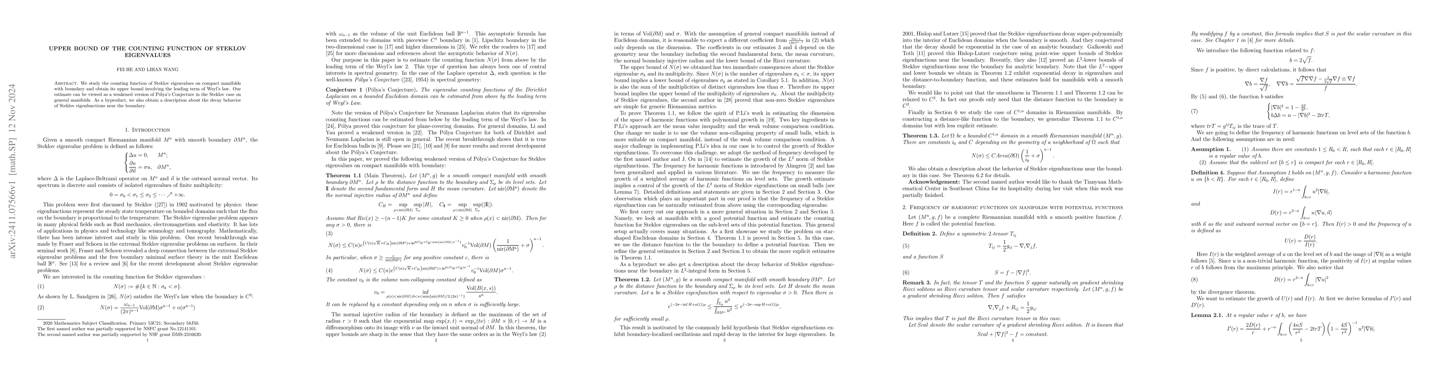 Thumbnail for Upper bound of the counting function of Steklov eigenvalues