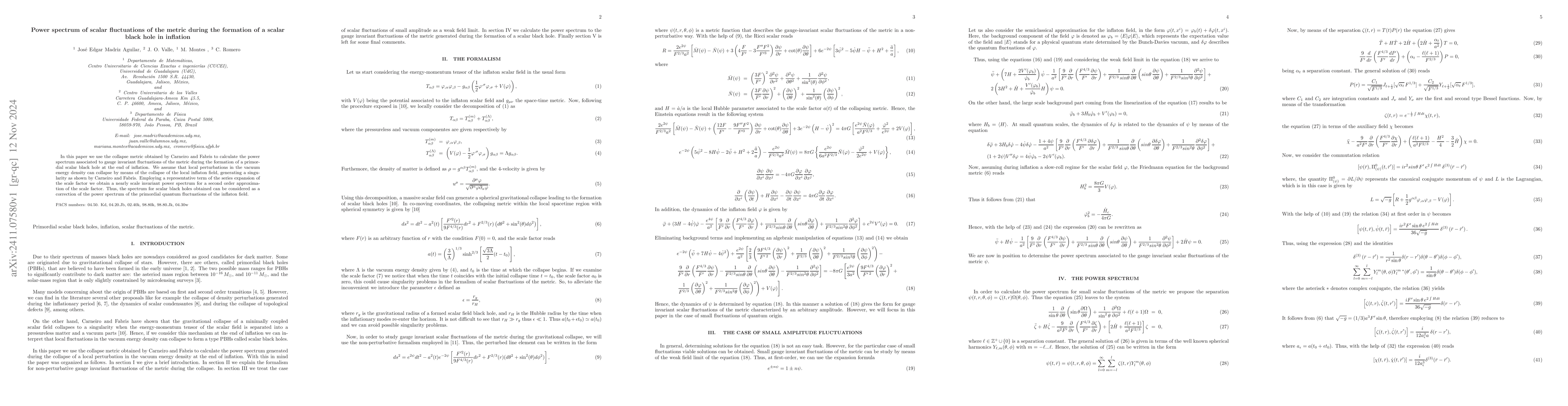 Thumbnail for Power spectrum of scalar fluctuations of the metric during the formation
  of a scalar black hole in inflation