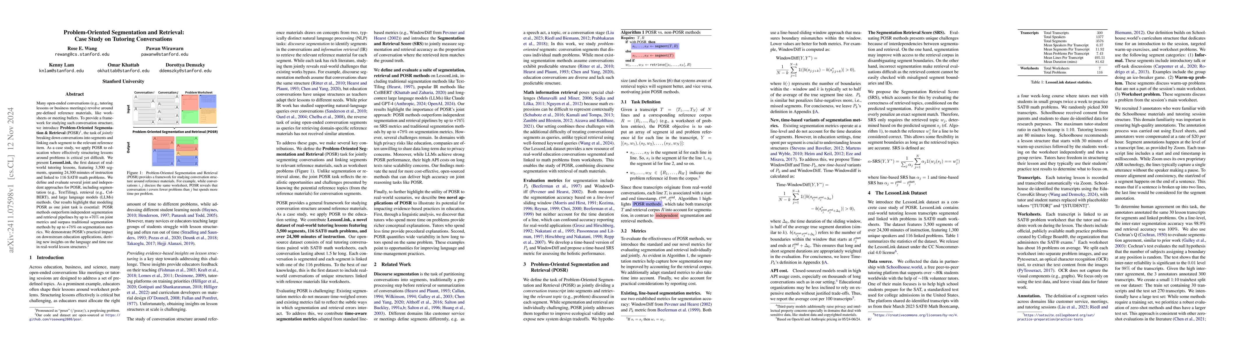 Thumbnail for Problem-Oriented Segmentation and Retrieval: Case Study on Tutoring
  Conversations