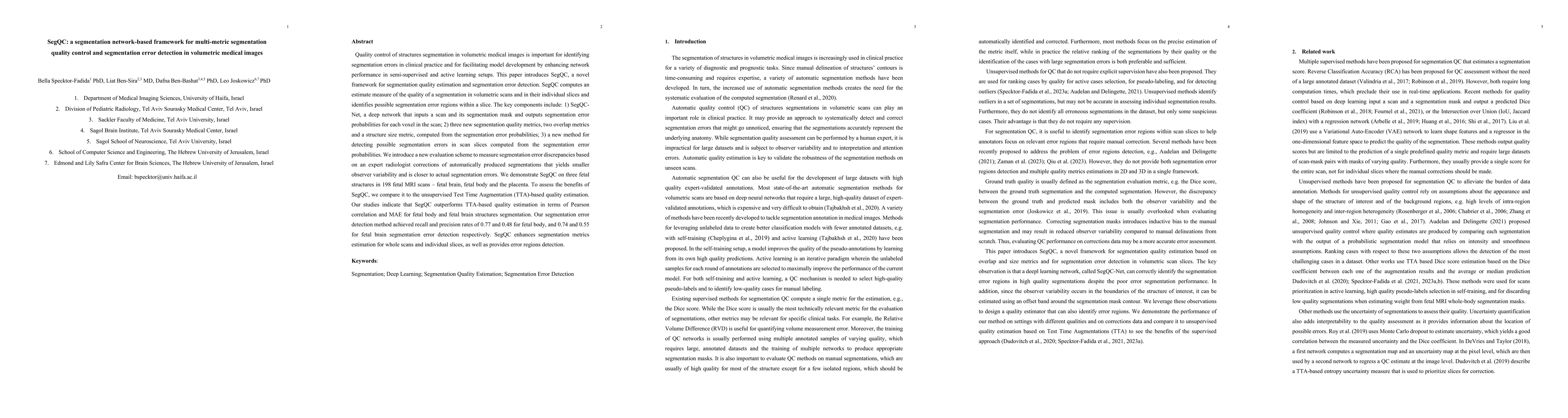 Thumbnail for SegQC: a segmentation network-based framework for multi-metric
  segmentation quality control and segmentation error detection in volumetric
  medical images