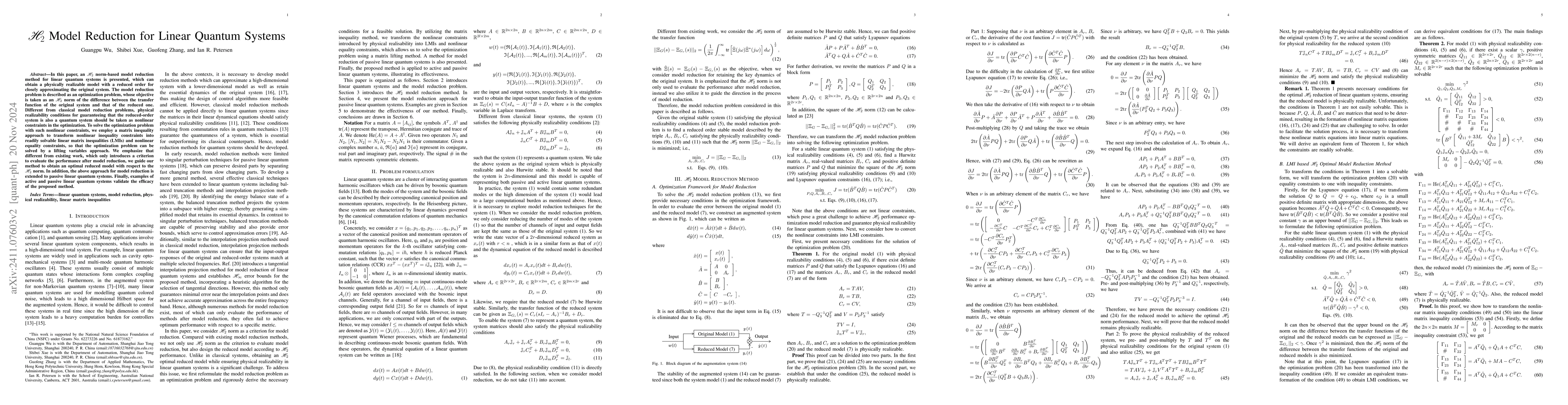 Thumbnail for $\mathscr{H}_2$ Model Reduction for Linear Quantum Systems