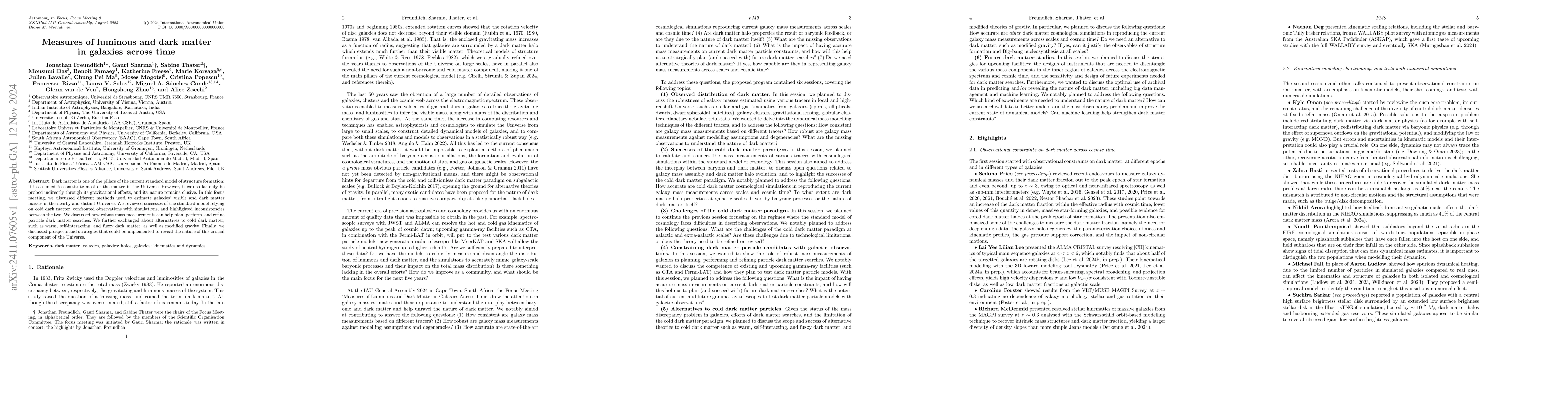 Thumbnail for Measures of luminous and dark matter in galaxies across time