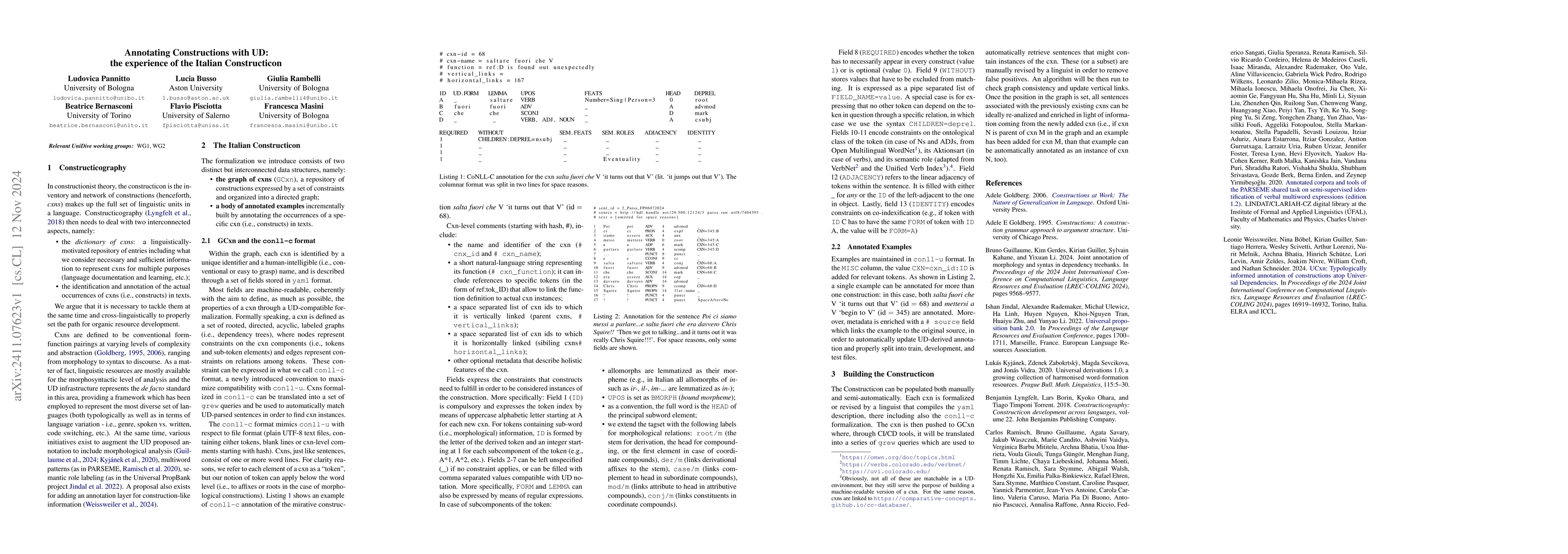 Thumbnail for Annotating Constructions with UD: the experience of the Italian
  Constructicon
