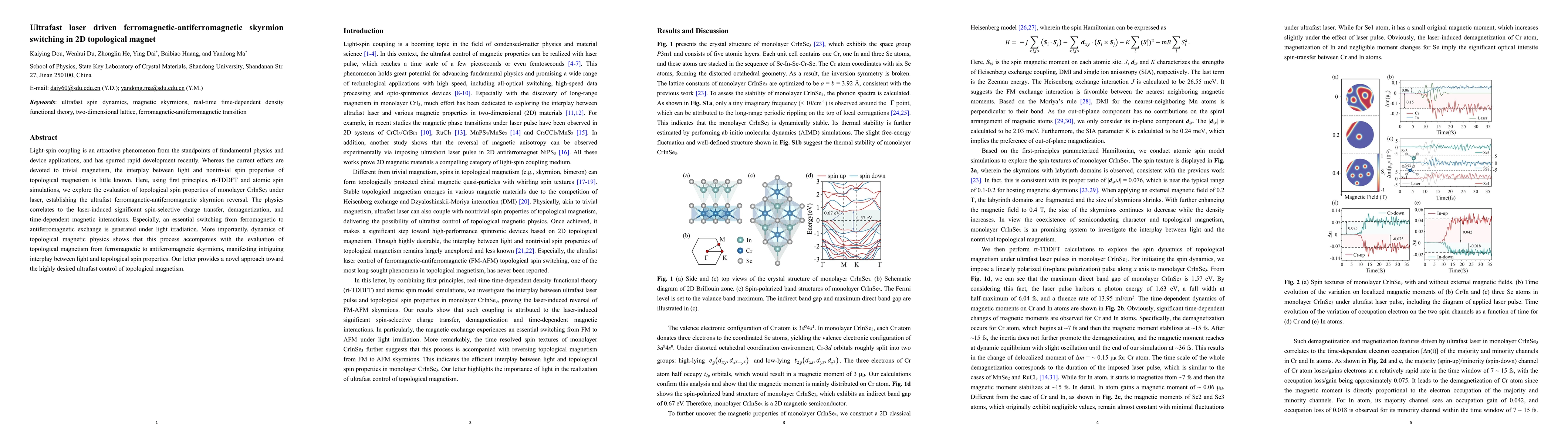 Thumbnail for Ultrafast laser driven ferromagnetic-antiferromagnetic skyrmion
  switching in 2D topological magnet