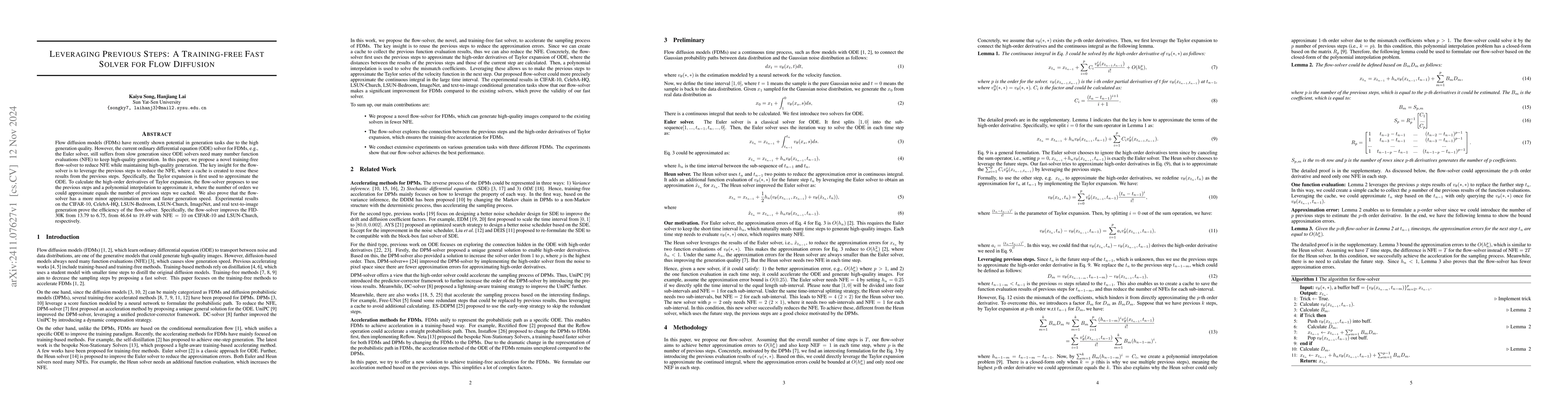 Thumbnail for Leveraging Previous Steps: A Training-free Fast Solver for Flow
  Diffusion
