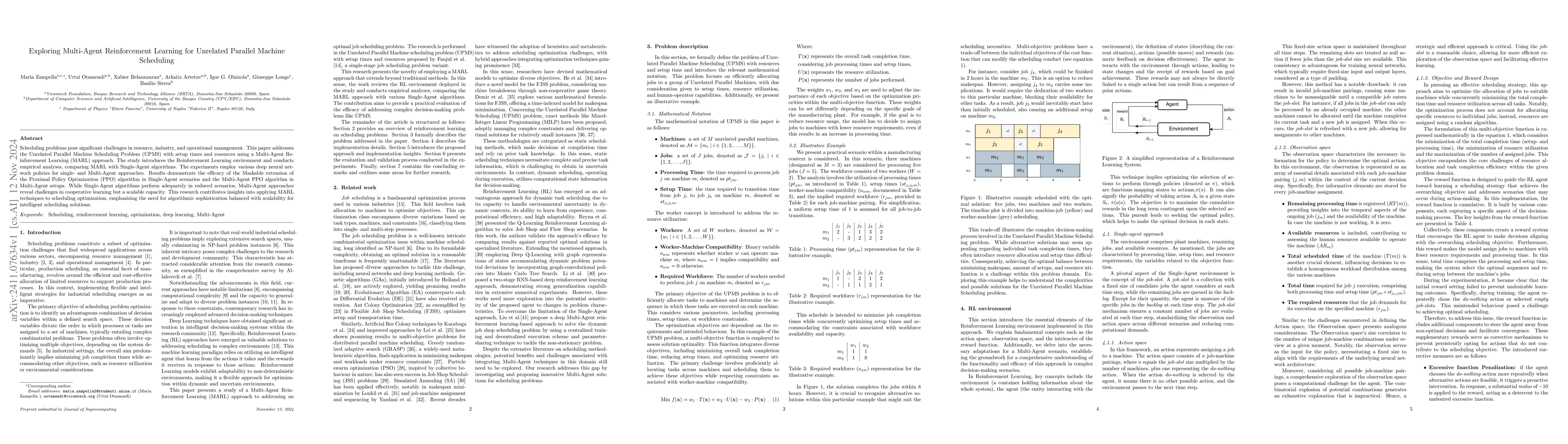 Thumbnail for Exploring Multi-Agent Reinforcement Learning for Unrelated Parallel
  Machine Scheduling
