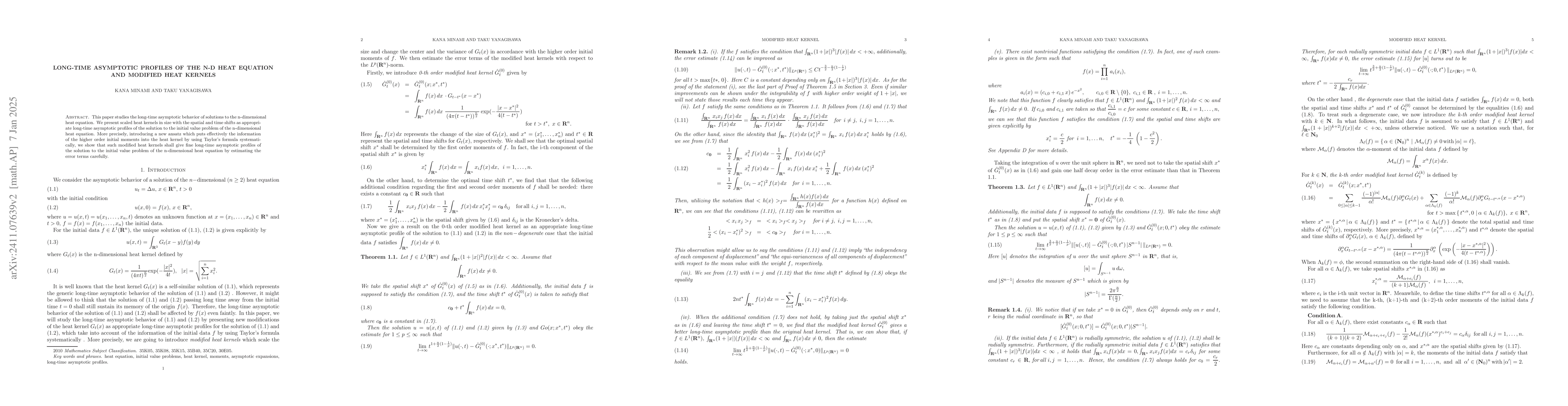 Thumbnail for Long-time asymptotic profiles of the n-D heat equation and modified heat
  kernels