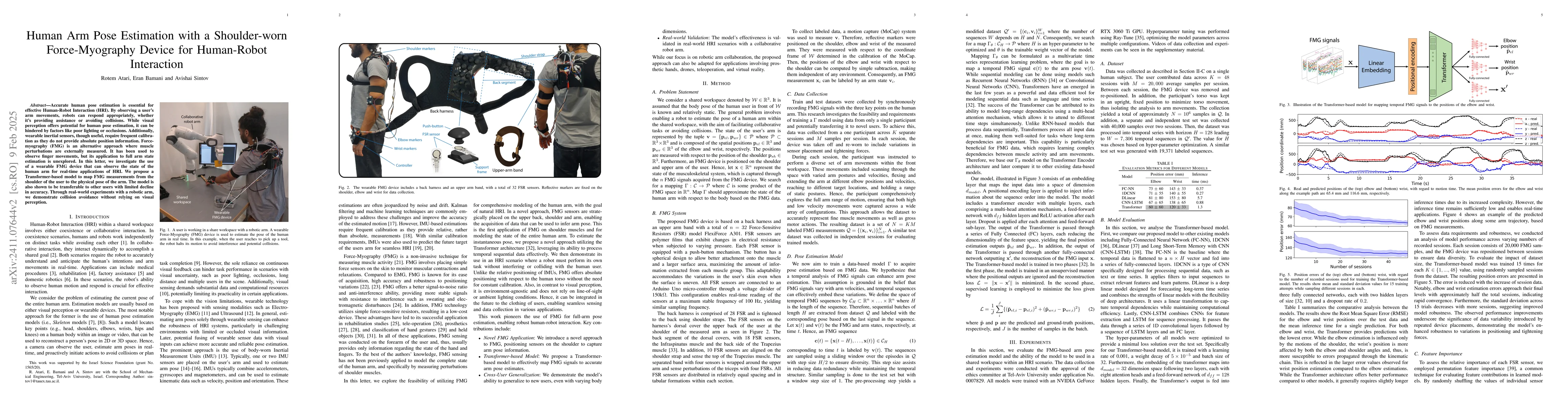 Thumbnail for Human Arm Pose Estimation with a Shoulder-worn Force-Myography Device
  for Human-Robot Interaction