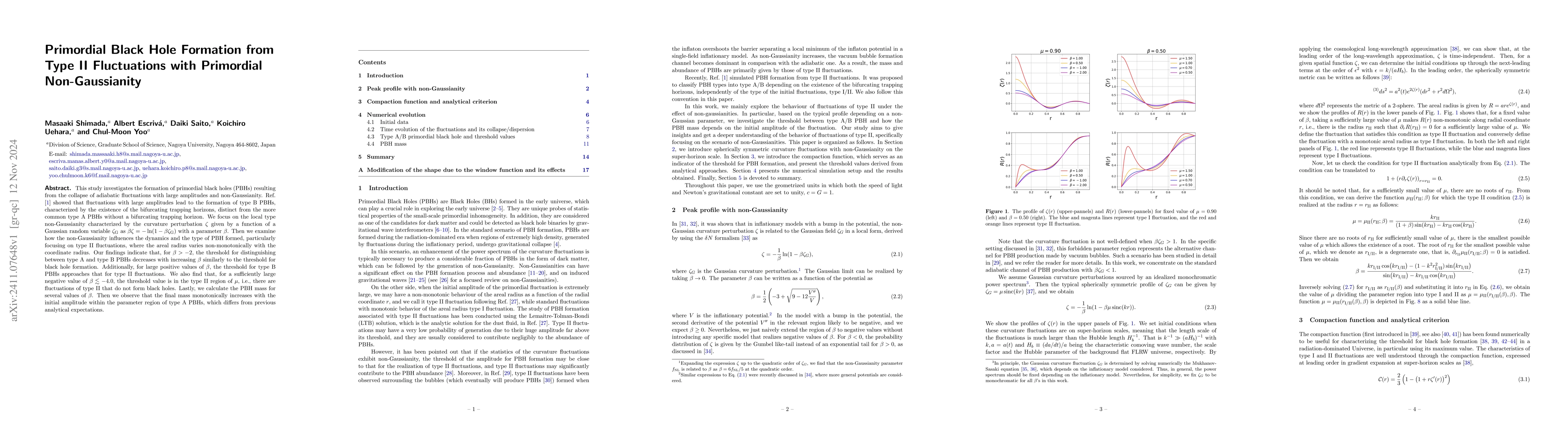 Thumbnail for Primordial Black Hole Formation from Type II Fluctuations with
  Primordial Non-Gaussianity