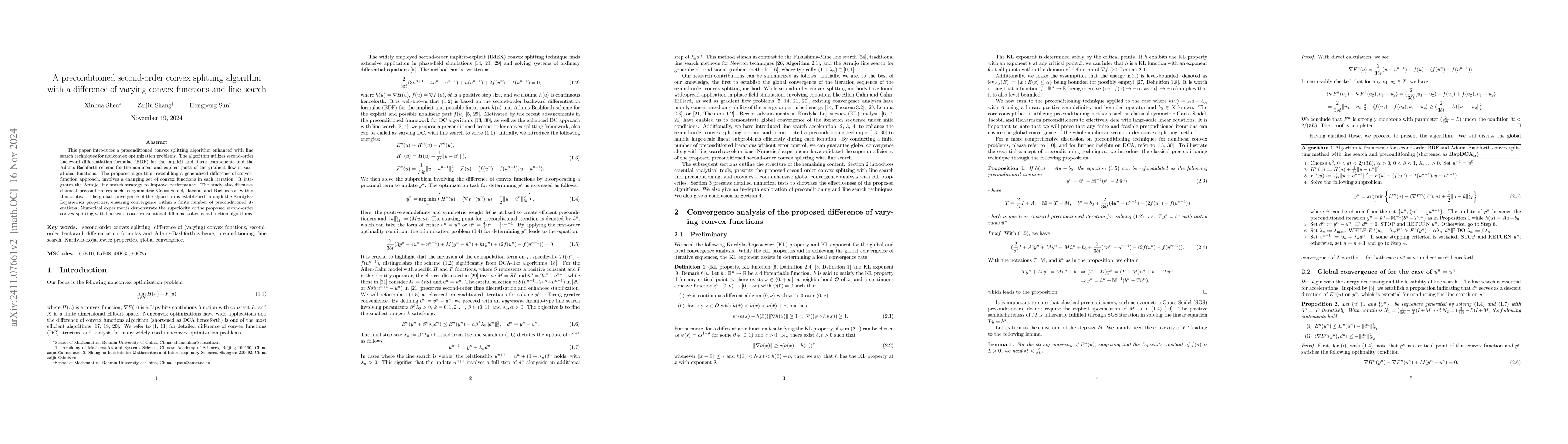Thumbnail for A preconditioned second-order convex splitting algorithm with a
  difference of varying convex functions and line search