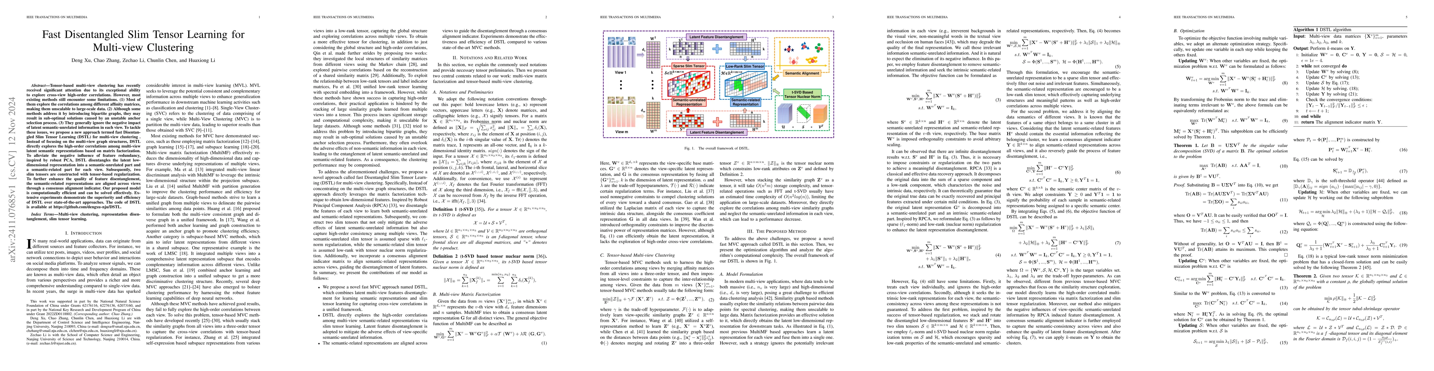 Thumbnail for Fast Disentangled Slim Tensor Learning for Multi-view Clustering