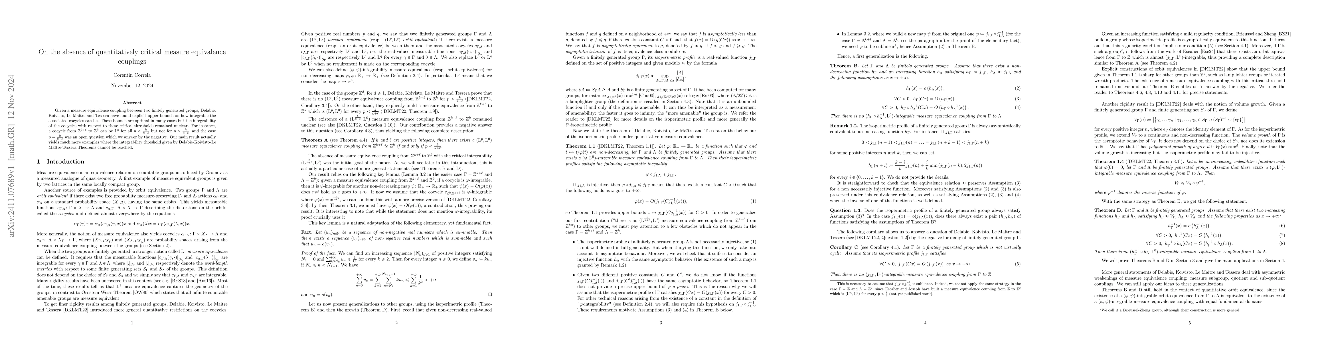 Thumbnail for On the absence of quantitatively critical measure equivalence couplings