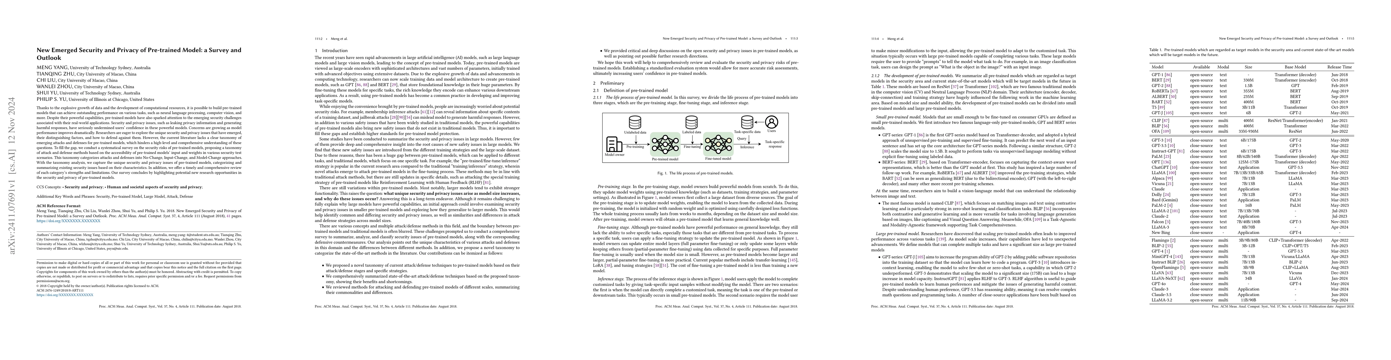 Thumbnail for New Emerged Security and Privacy of Pre-trained Model: a Survey and
  Outlook