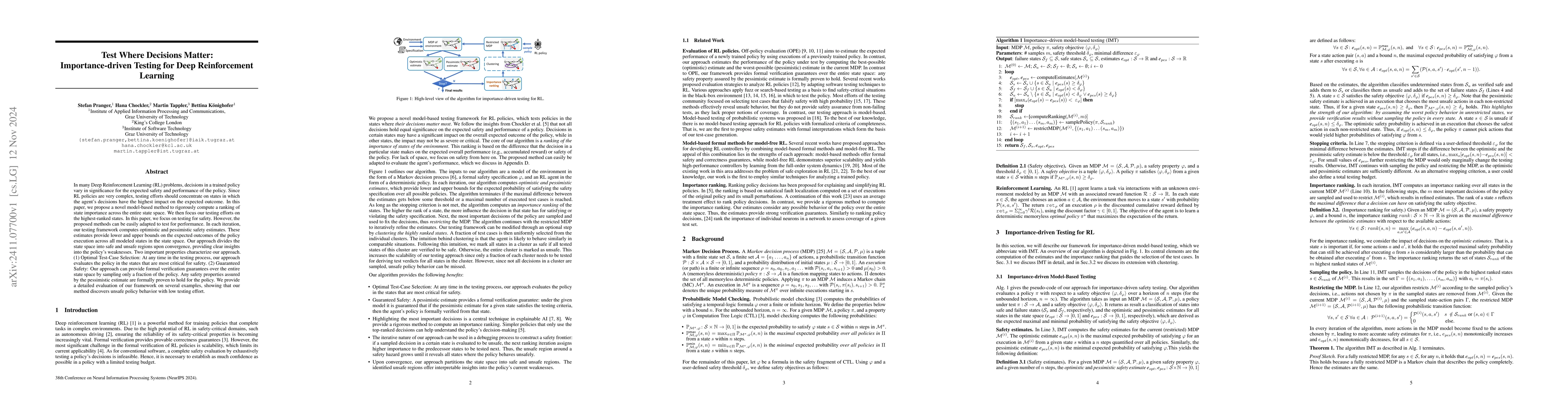 Thumbnail for Test Where Decisions Matter: Importance-driven Testing for Deep
  Reinforcement Learning