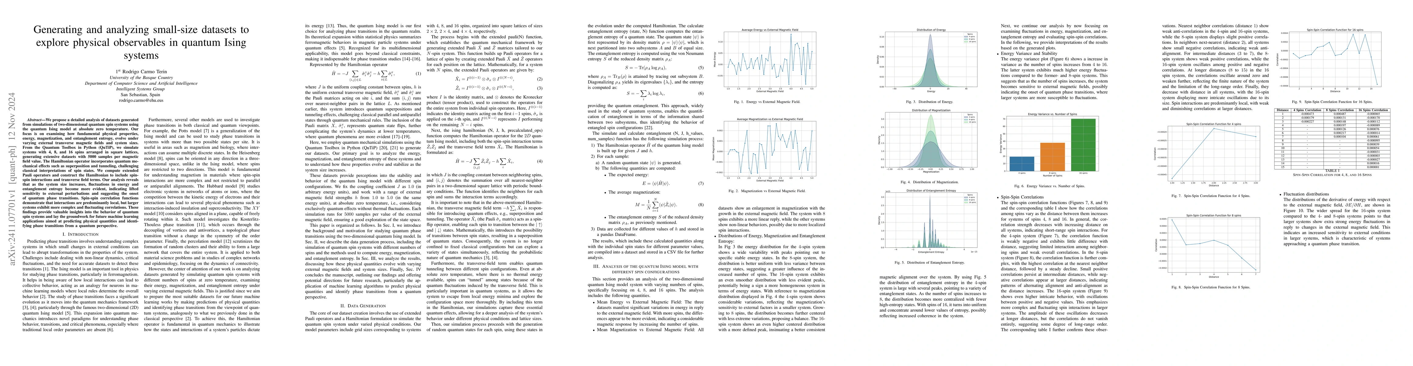 Thumbnail for Generating and analyzing small-size datasets to explore physical
  observables in quantum Ising systems