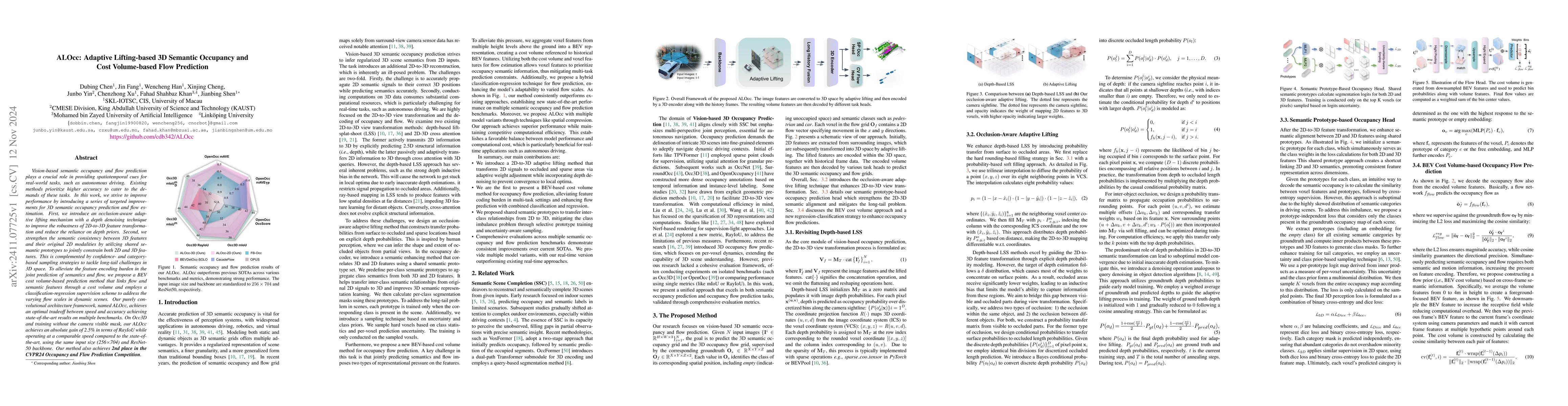 Thumbnail for ALOcc: Adaptive Lifting-based 3D Semantic Occupancy and Cost
  Volume-based Flow Prediction