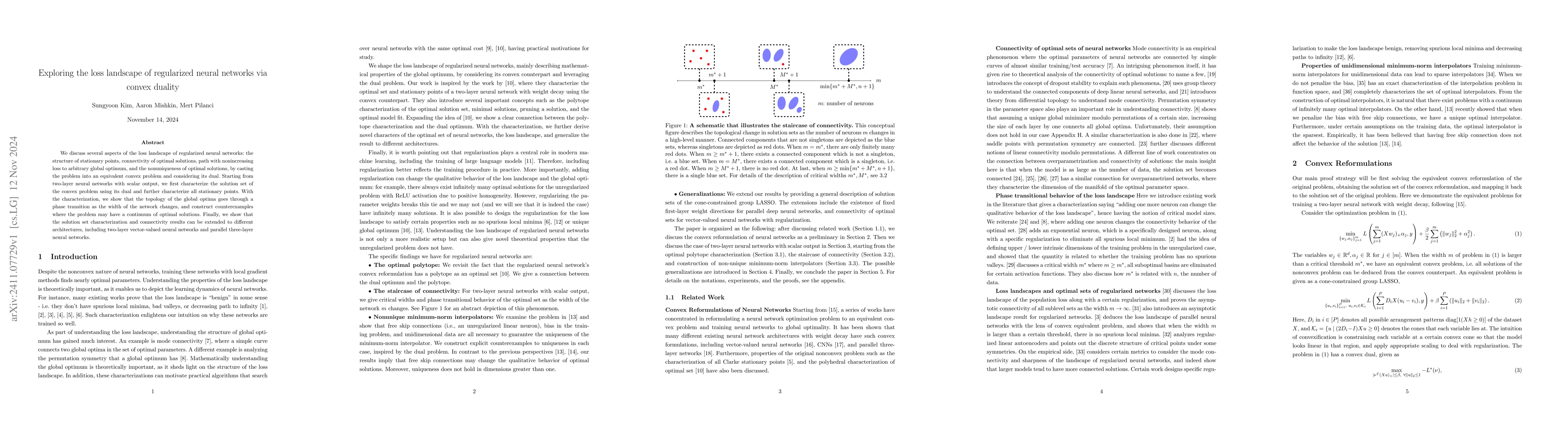 Thumbnail for Exploring the loss landscape of regularized neural networks via convex
  duality