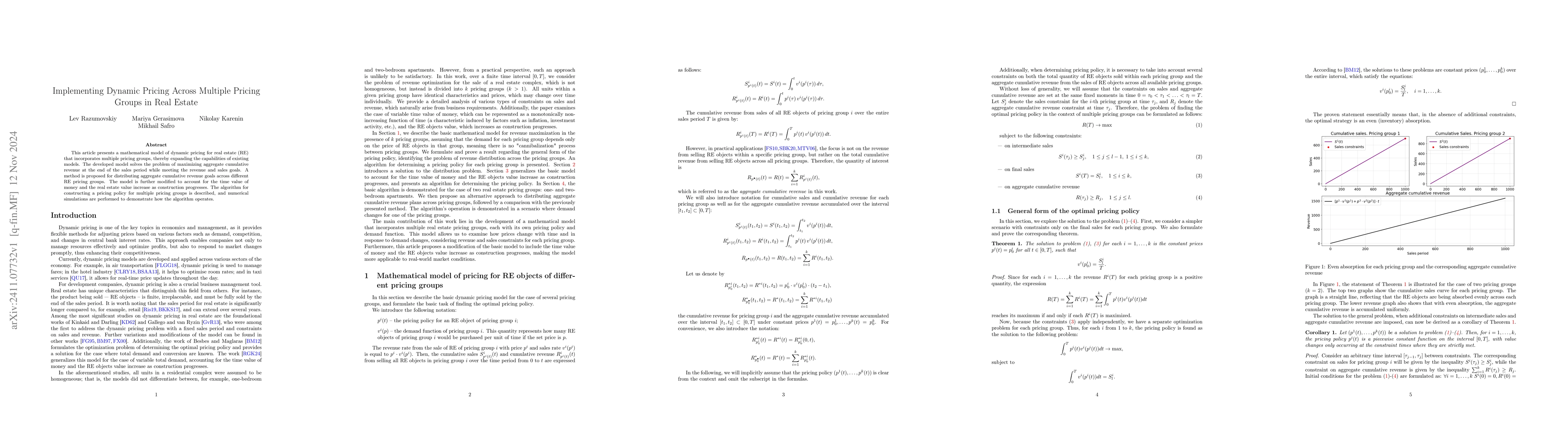 Thumbnail for Implementing Dynamic Pricing Across Multiple Pricing Groups in Real
  Estate