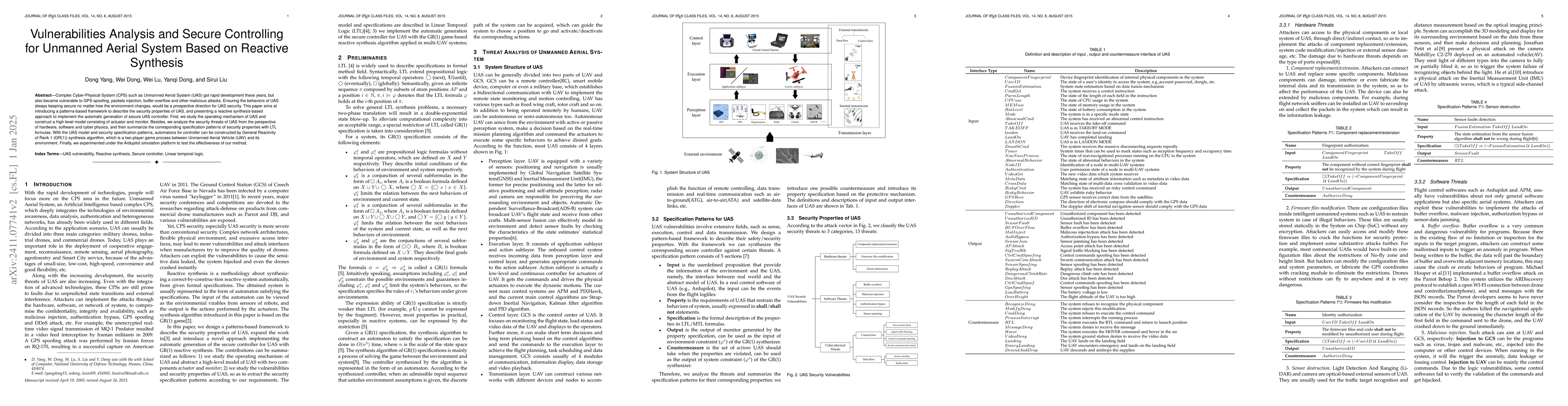 Thumbnail for Vulnerabilities Analysis and Secure Controlling for Unmanned Aerial
  System Based on Reactive Synthesis