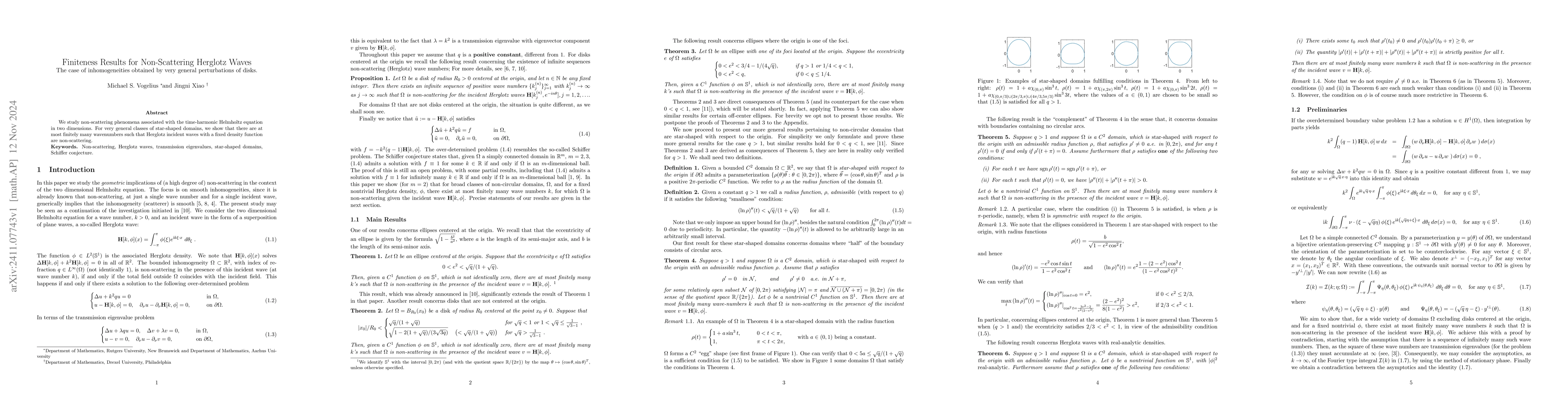 Thumbnail for Finiteness Results for Non-Scattering Herglotz Waves: The case of
  inhomogeneities obtained by very general perturbations of disks