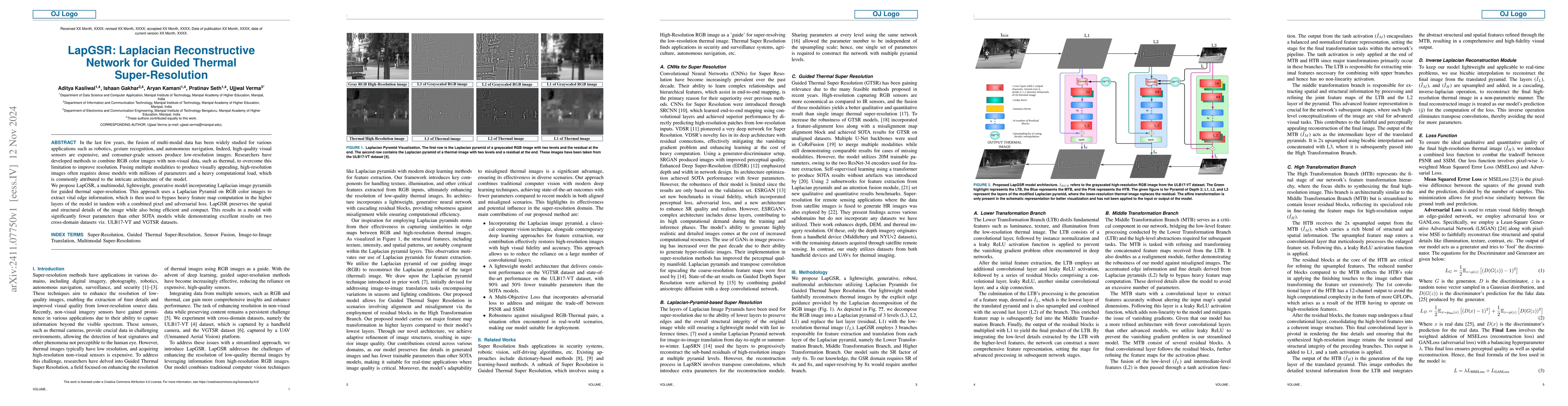 Thumbnail for LapGSR: Laplacian Reconstructive Network for Guided Thermal
  Super-Resolution