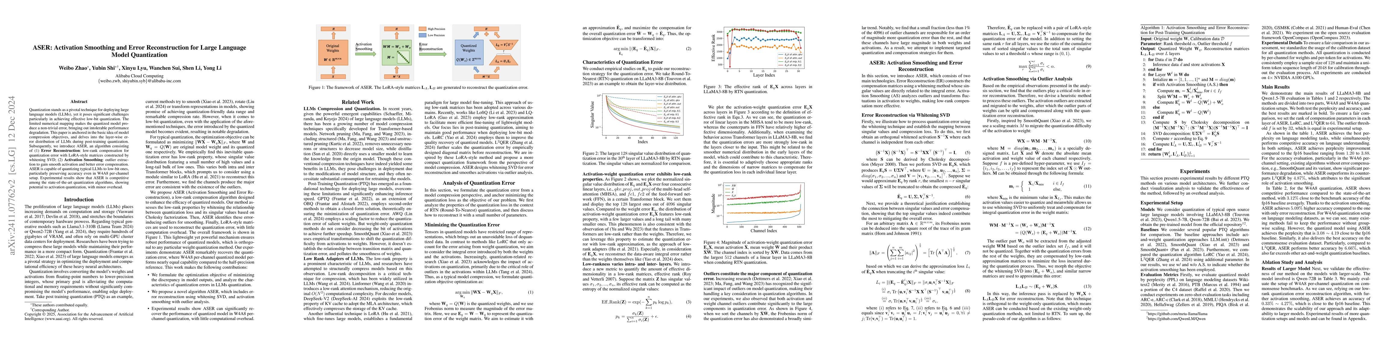Thumbnail for ASER: Activation Smoothing and Error Reconstruction for Large Language
  Model Quantization