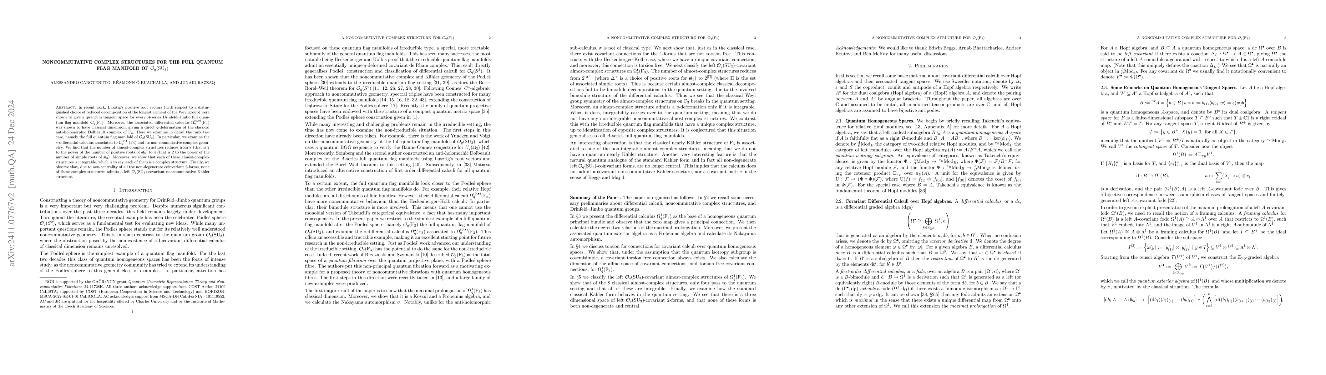 Thumbnail for Noncommutative Complex Structures for the Full Quantum Flag Manifold of
  Quantum SU(3)