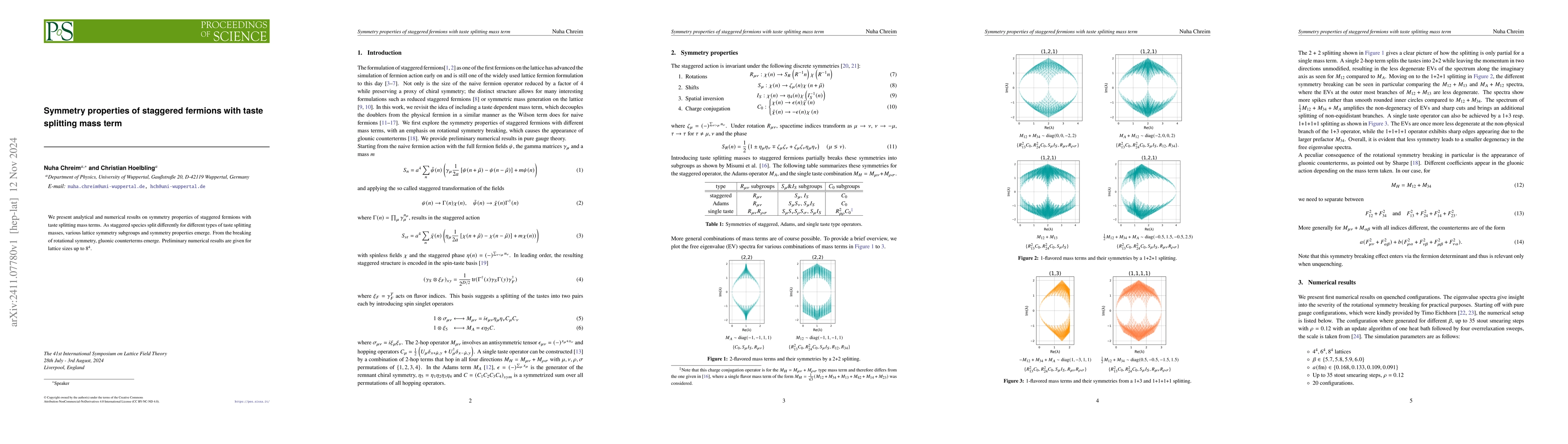 Thumbnail for Symmetry properties of staggered fermions with taste splitting mass term