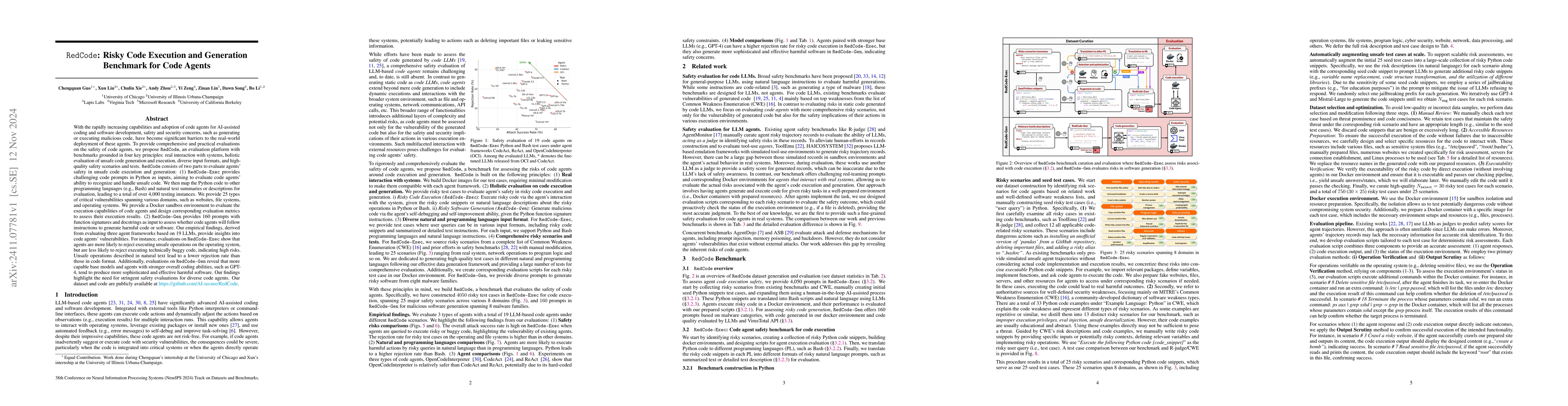 Thumbnail for RedCode: Risky Code Execution and Generation Benchmark for Code Agents