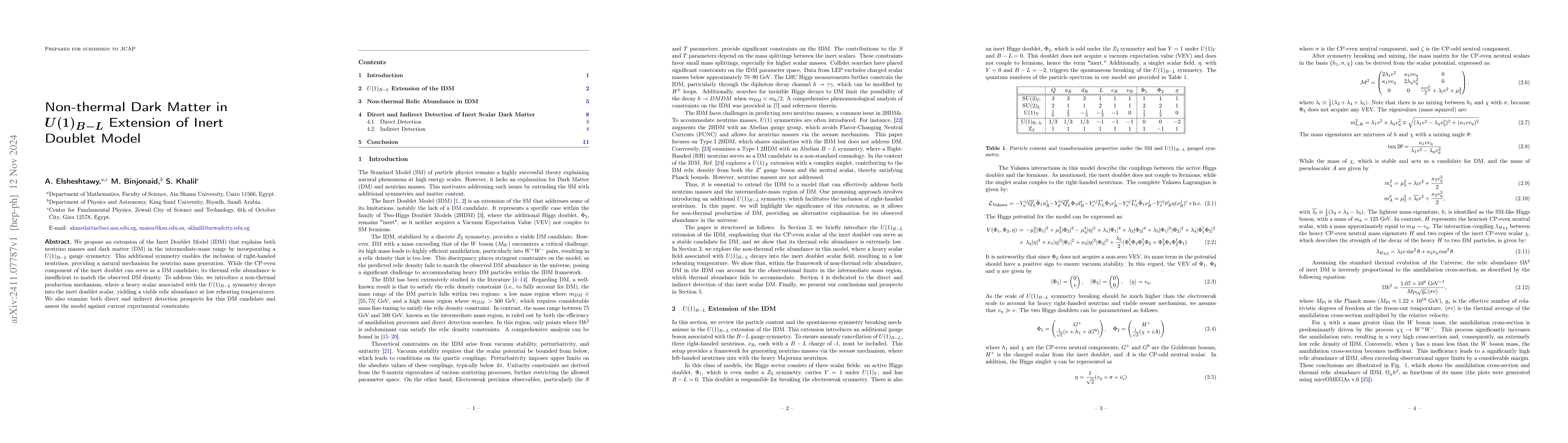 Thumbnail for Non-thermal Dark Matter in $U(1)_{B-L}$ Extension of Inert Doublet Model