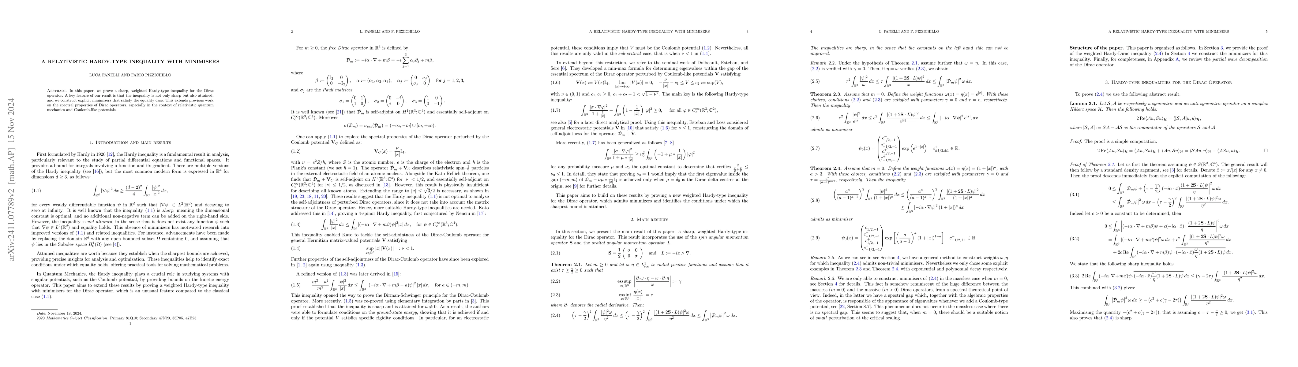 Thumbnail for A relativistic Hardy-type inequality with minimisers