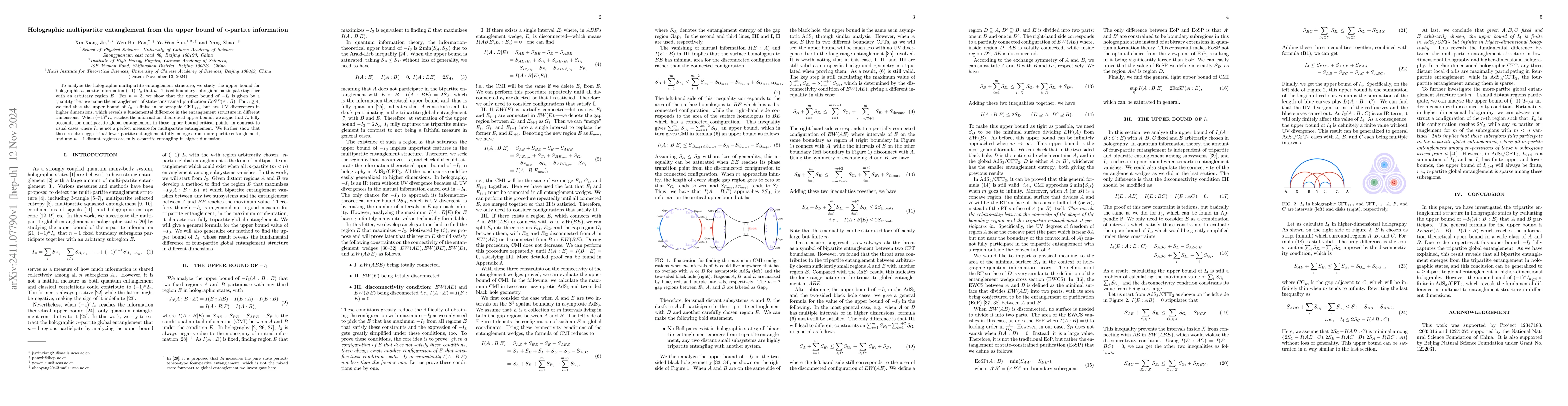 Thumbnail for Holographic multipartite entanglement from the upper bound of
  $n$-partite information