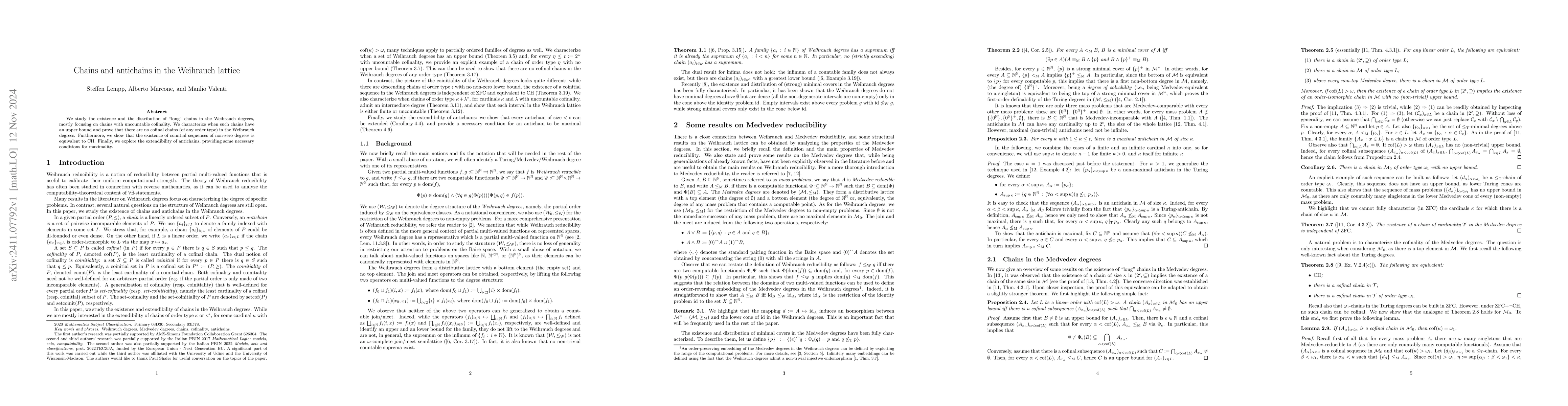 Thumbnail for Chains and antichains in the Weihrauch lattice