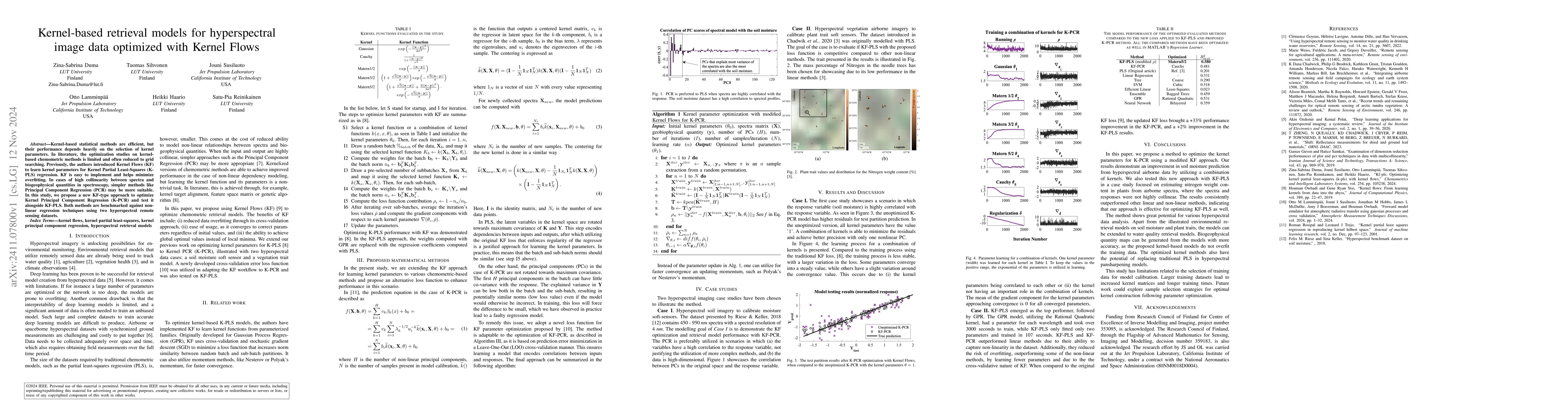 Thumbnail for Kernel-based retrieval models for hyperspectral image data optimized
  with Kernel Flows